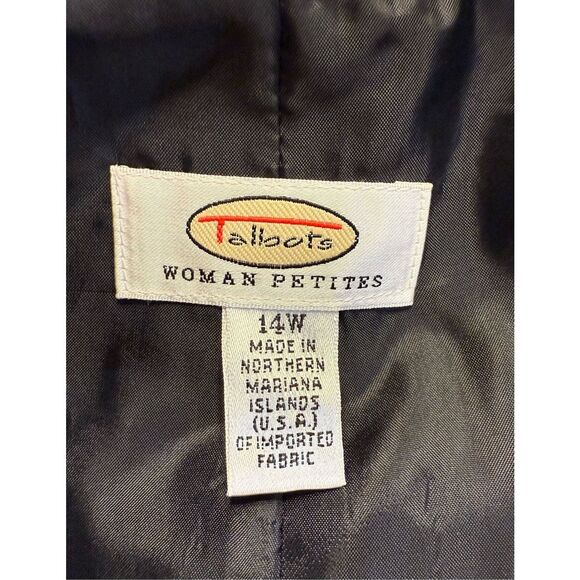 Talbots Blazer Plus Sz.14W Petite Set In Waist Career Professional Black - Picture 6 of 6